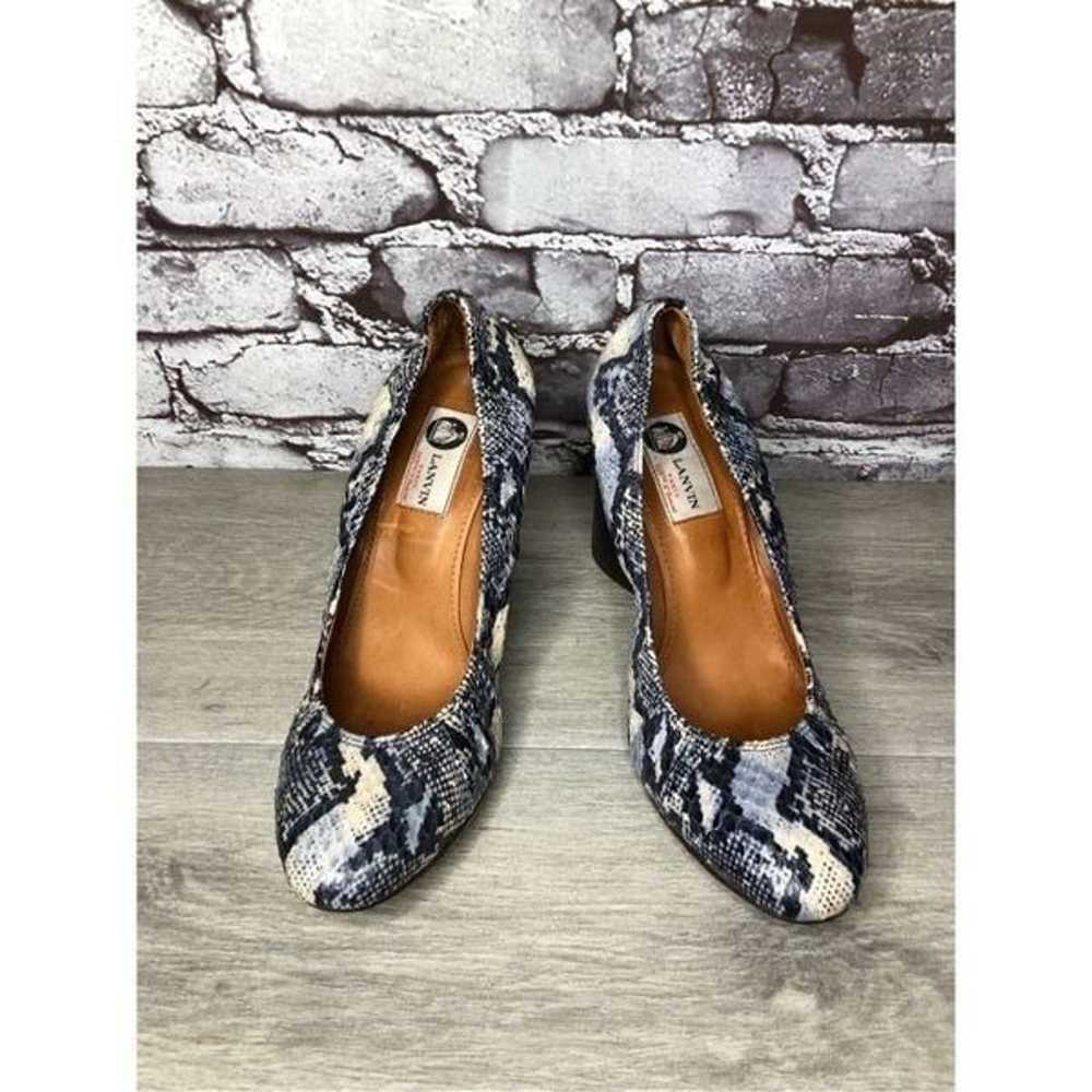 LANVIN Ivory Blue Snake Print Leather Ballerina P… - image 3