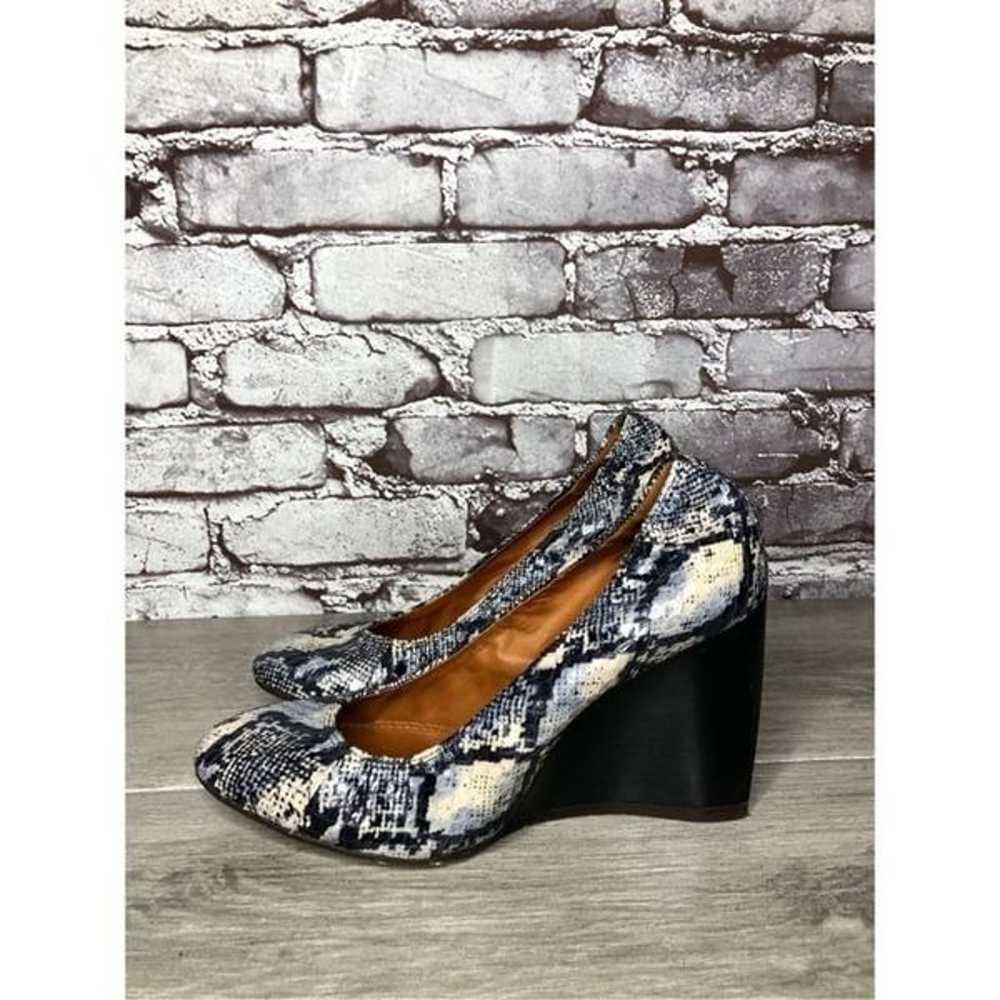 LANVIN Ivory Blue Snake Print Leather Ballerina P… - image 9