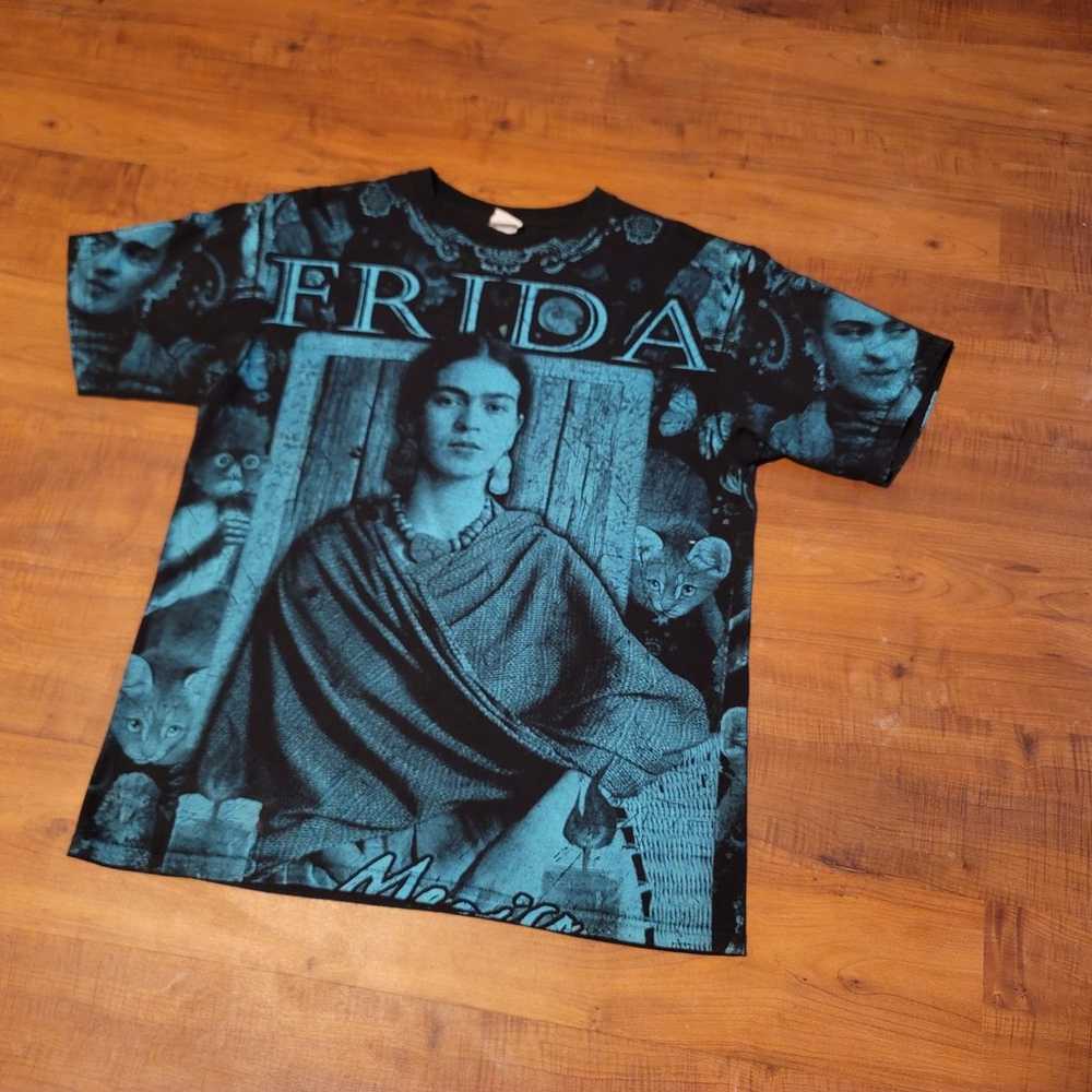 Vintage Frida Kahlo Art Artist Mexico AOP Tee Shi… - image 1