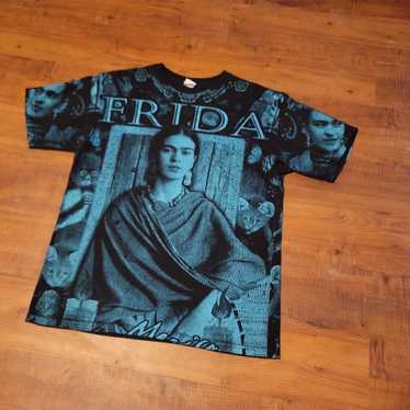 Vintage Frida Kahlo Art Artist Mexico AOP Tee Shi… - image 1