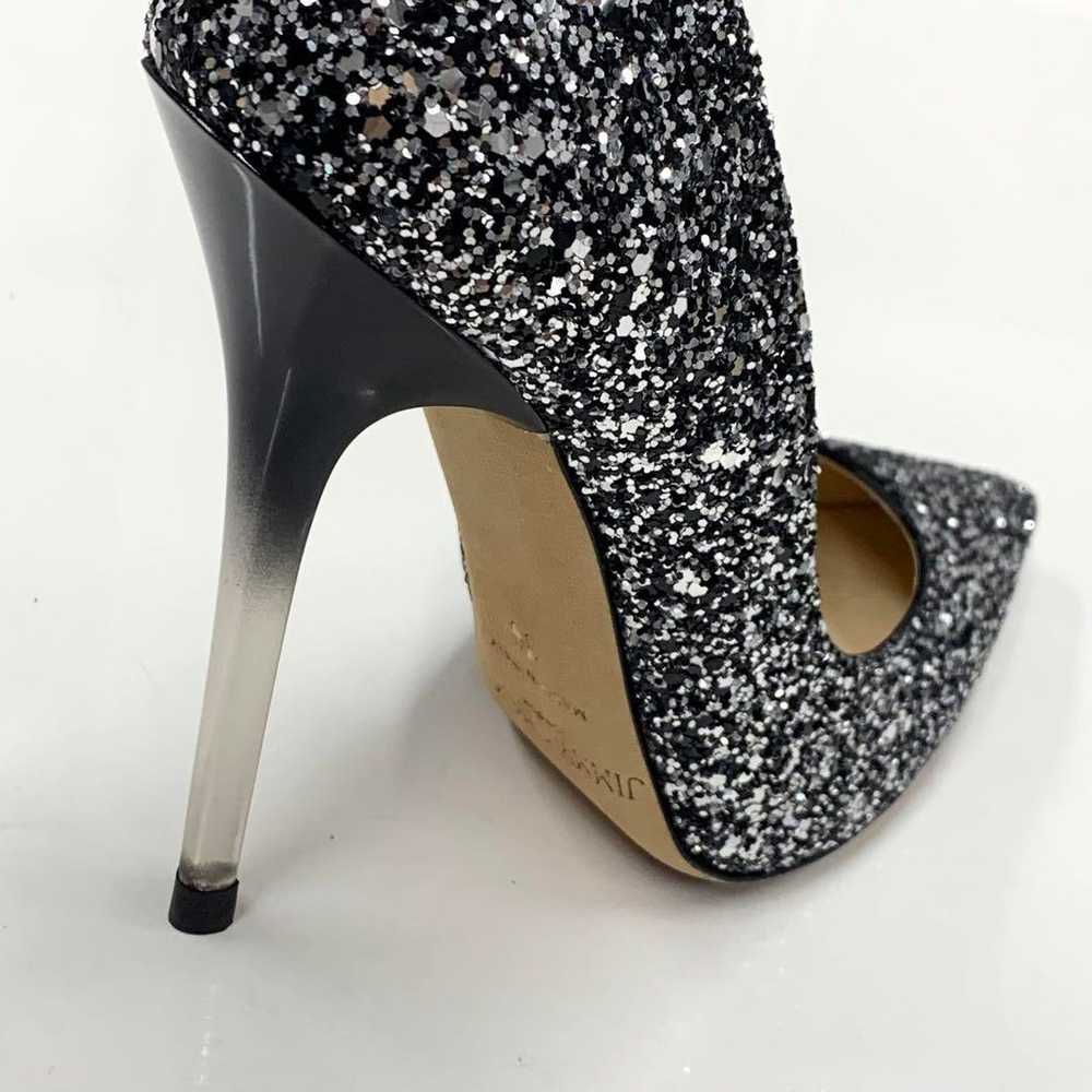 Jimmy Choo Glitter Gradation Heel Pumps Black Sil… - image 10