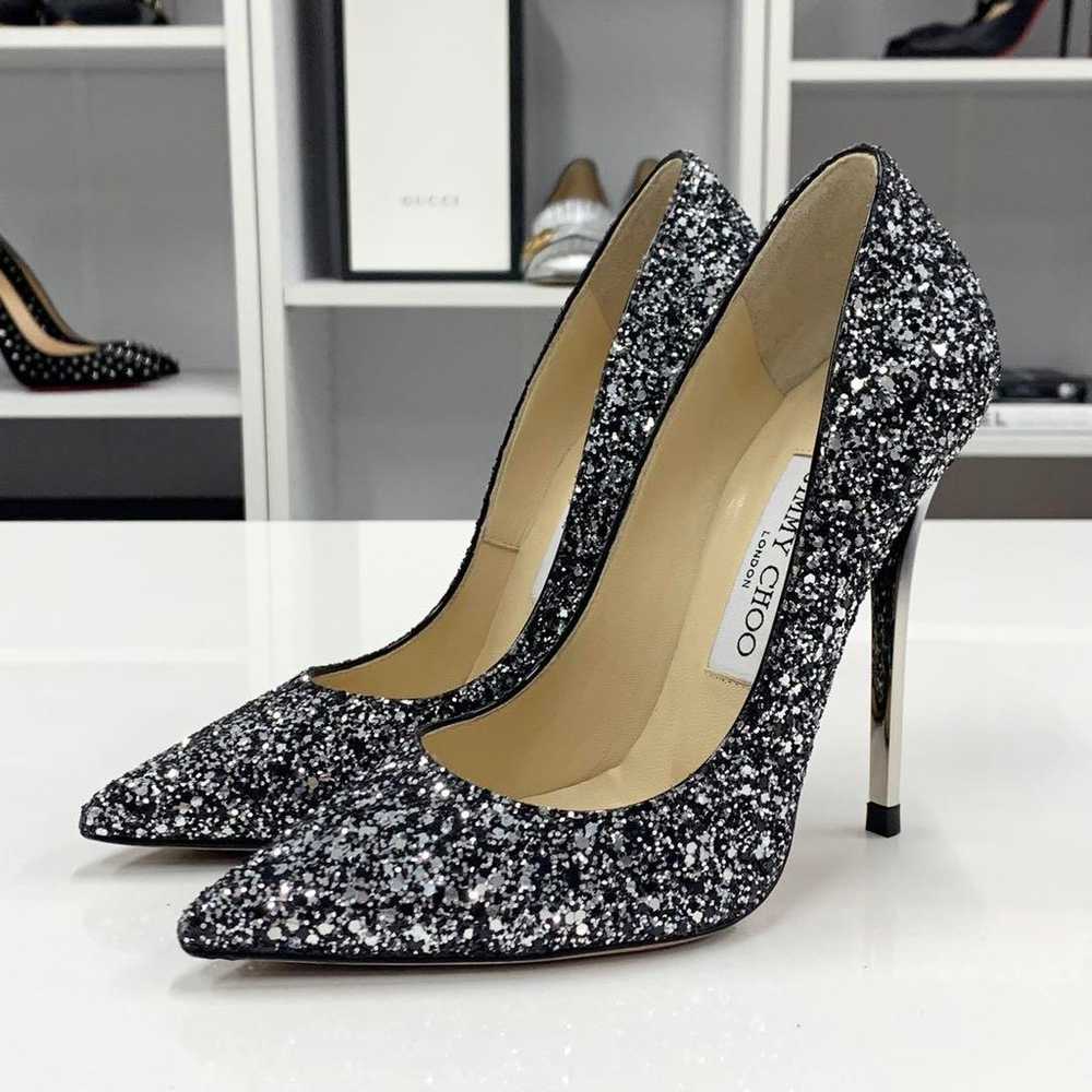 Jimmy Choo Glitter Gradation Heel Pumps Black Sil… - image 3