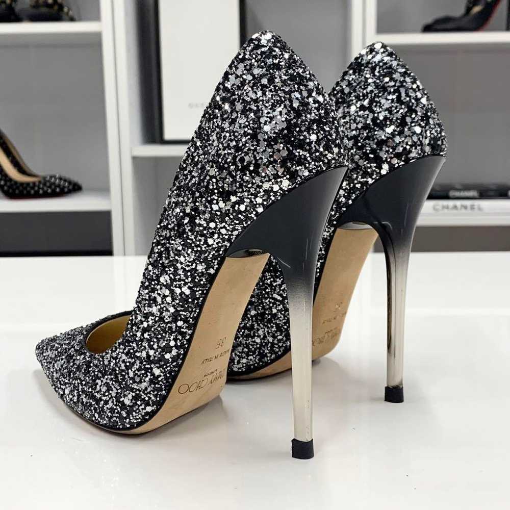 Jimmy Choo Glitter Gradation Heel Pumps Black Sil… - image 5