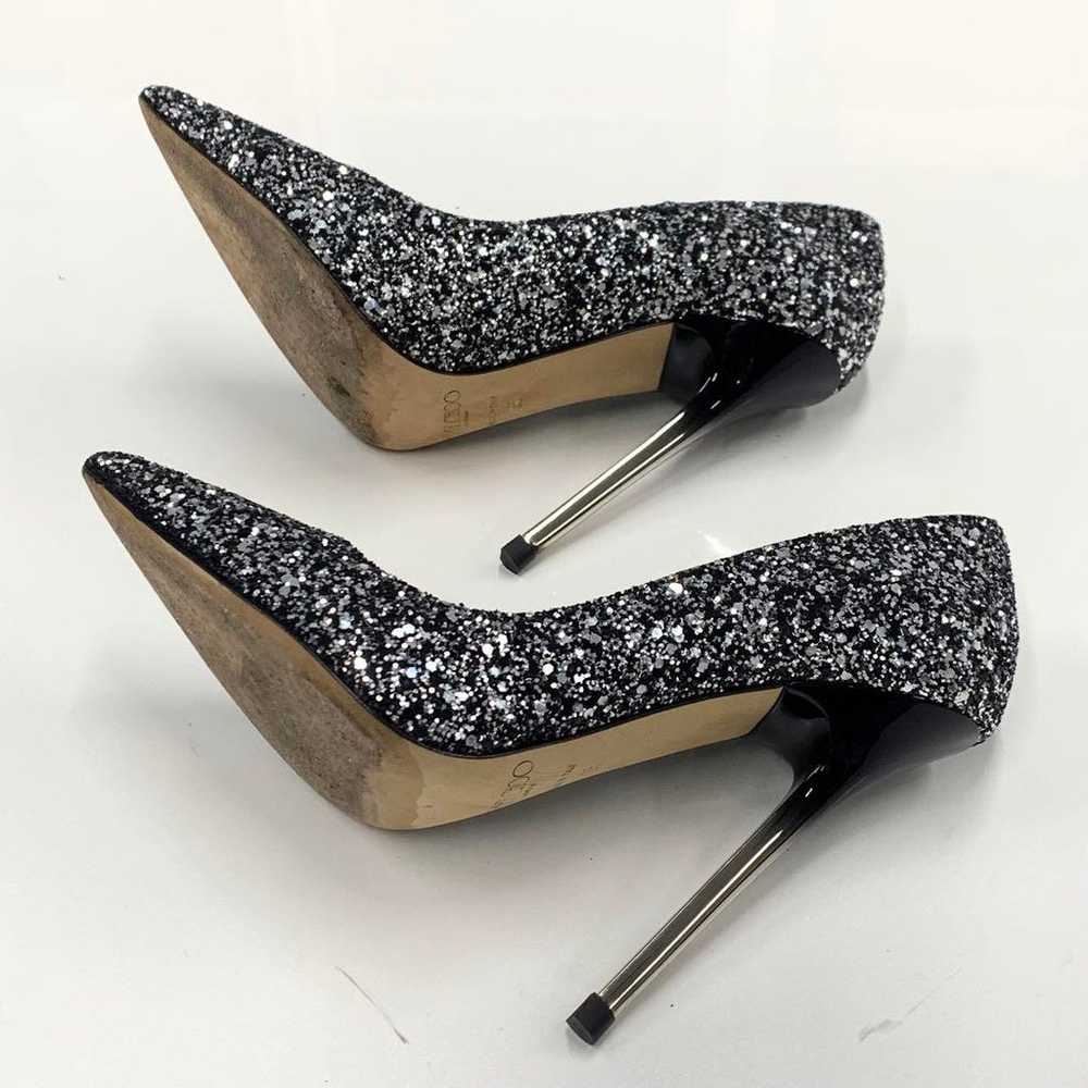 Jimmy Choo Glitter Gradation Heel Pumps Black Sil… - image 7