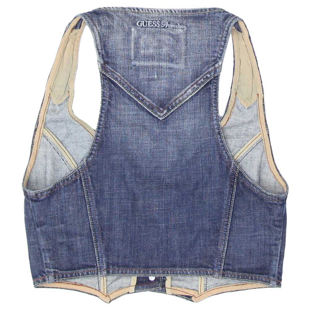 Y2K Guess Premium Faded Denim Vest, Button-Up, St… - image 2