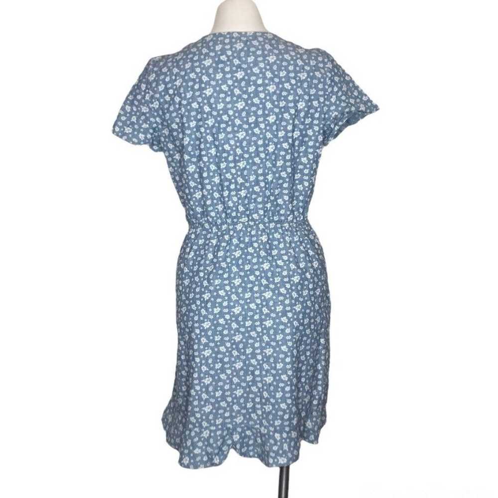 J CREW Mercantile Dress Wrap Dress Blue Floral Sh… - image 2