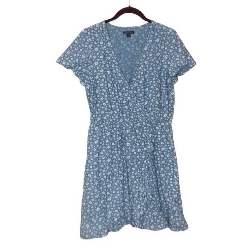 J CREW Mercantile Dress Wrap Dress Blue Floral Sh… - image 3