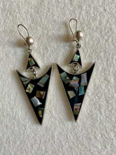 Vintage Mother of Pearl Earrings - Alpaca/Mexico |