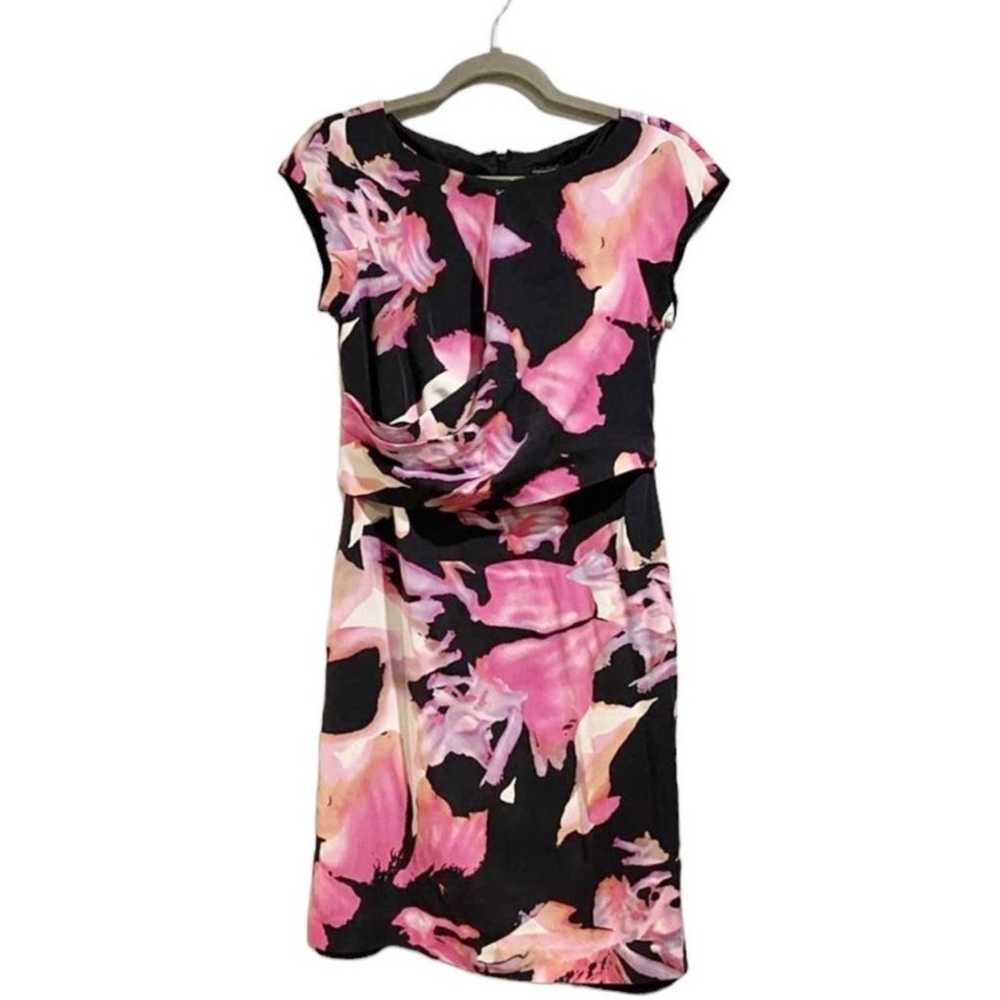 Ann Taylor Floral Silk Midi Sheath Dress Sz 4 - image 1