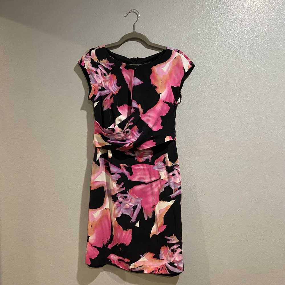 Ann Taylor Floral Silk Midi Sheath Dress Sz 4 - image 2