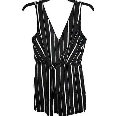 Lily Rose Black White Striped Sleeveless V Neck S… - image 1