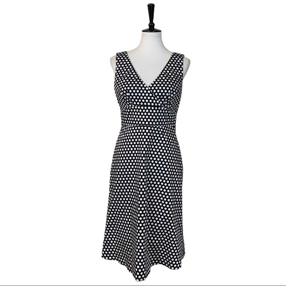 Spense Black White Polka Dot V-neck Surplice High… - image 1