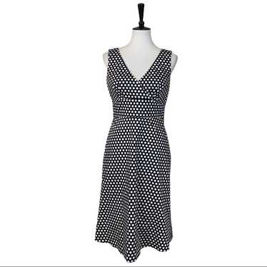 Spense Black White Polka Dot V-neck Surplice High… - image 1