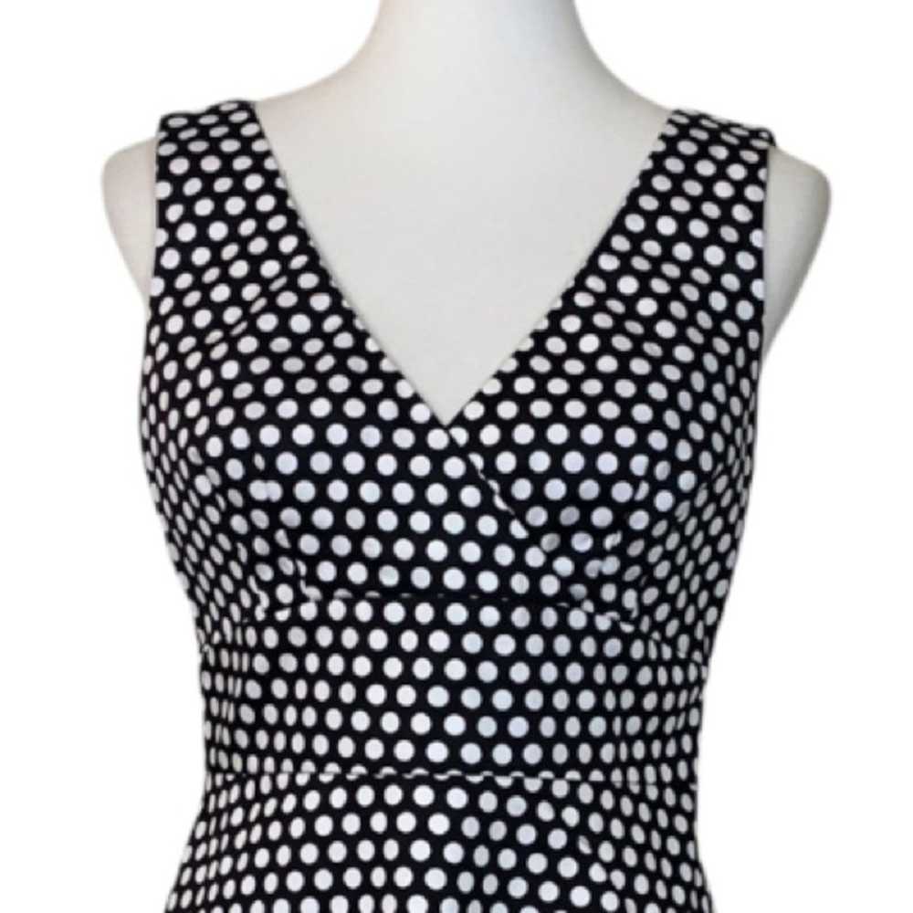 Spense Black White Polka Dot V-neck Surplice High… - image 5