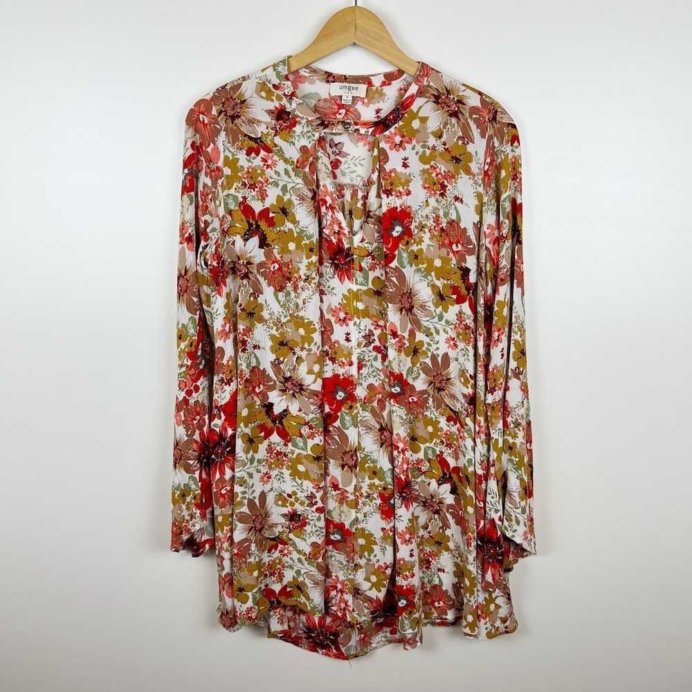 Umgee Cotton Long Sleeve Bell Sleeves Tunic Top M… - image 3