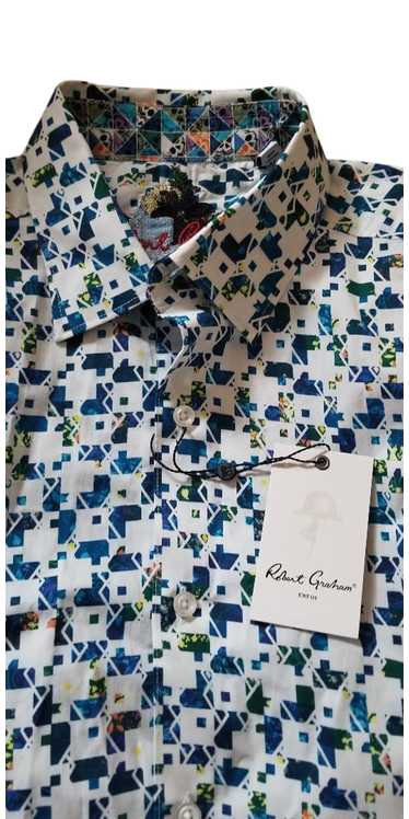 Robert Graham Blue White Multicolor Geometric Size