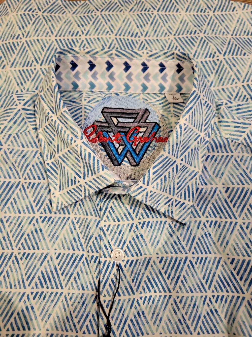 Robert Graham Teal Blue Geometric Triangle Patter… - image 3