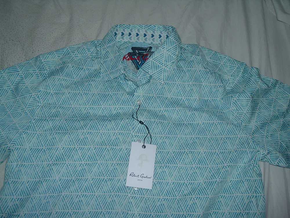 Robert Graham Teal Blue Geometric Triangle Patter… - image 4