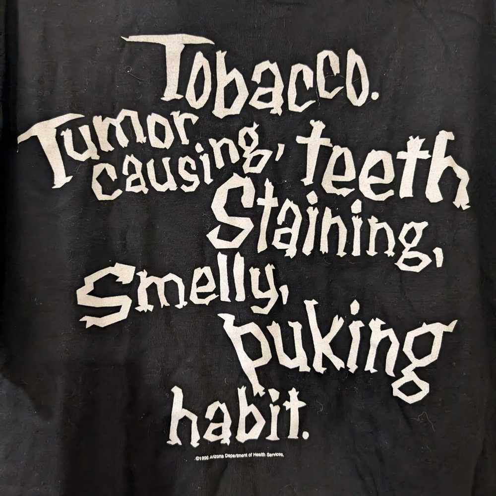 Vintage Tobacco Warning T-Shirt 1996 XL-Unisex Bl… - image 2