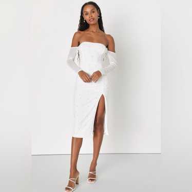 Lulus Charming Elegance White Mesh Pearl Off-The-… - image 1