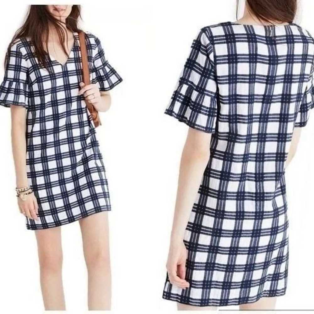 Madewell navy/white plaid short sleeve dress - image 6