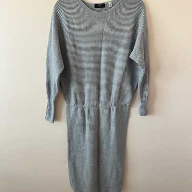 Tahari Grey Off the Shoulder Knit Mini Sweater Dre