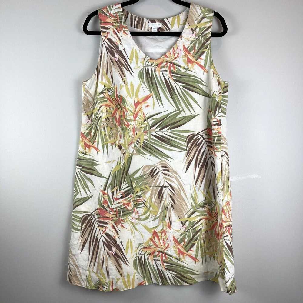 J Jill Love Linen Dress Women M Petite Tropical J… - image 1