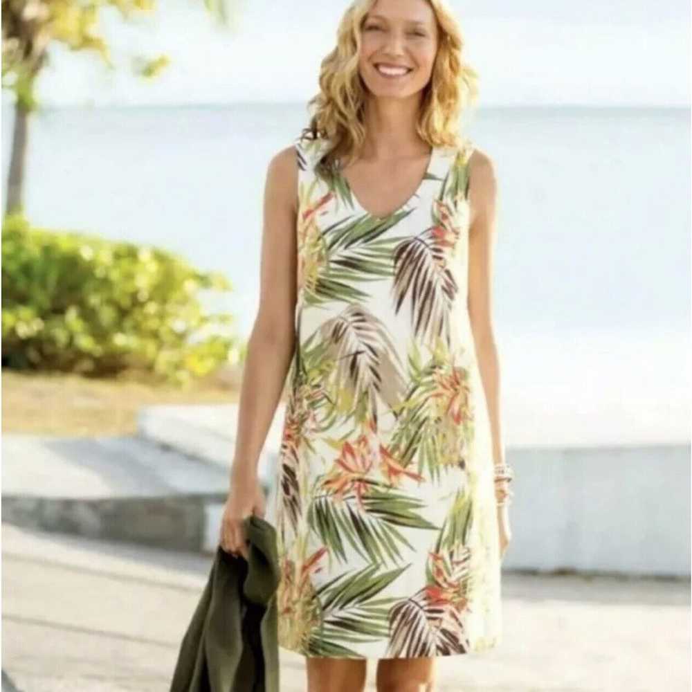 J Jill Love Linen Dress Women M Petite Tropical J… - image 2