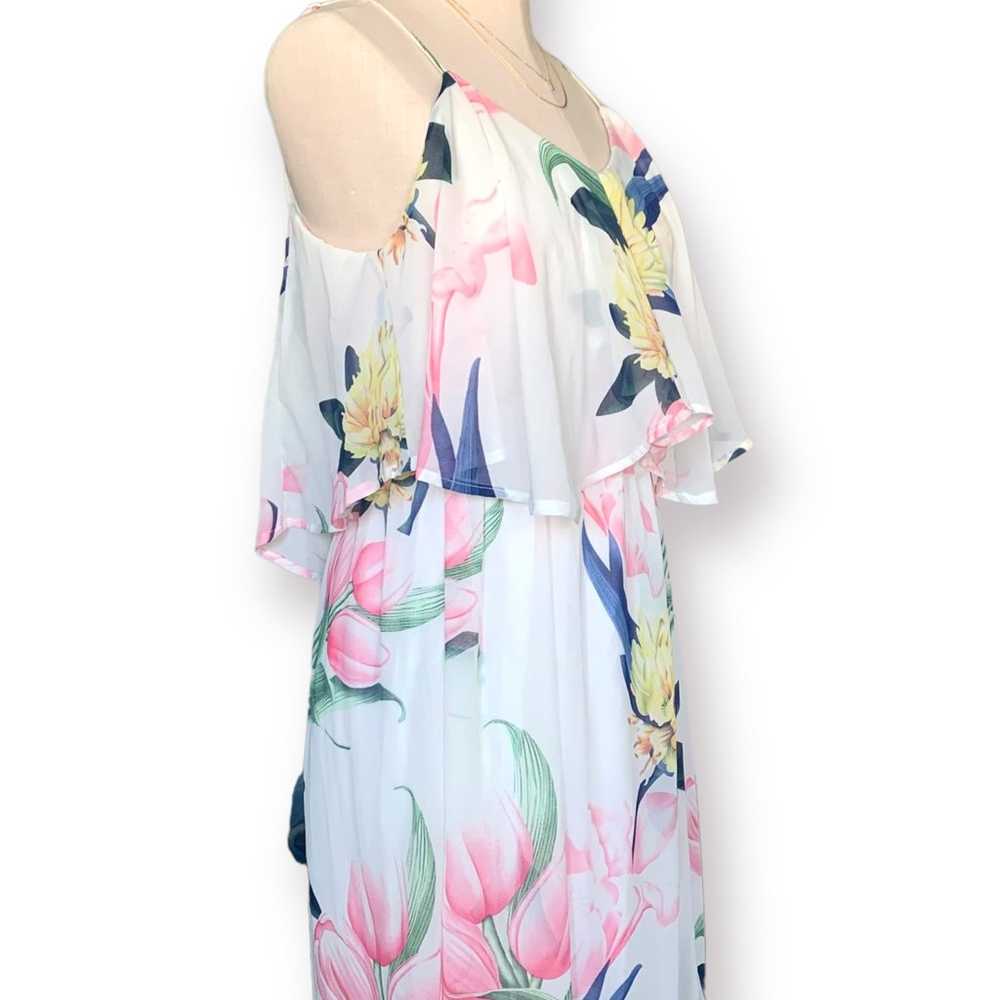 LUNIK Floral Maxi Dress Ruffle Tier V-Neck A-Line… - image 4