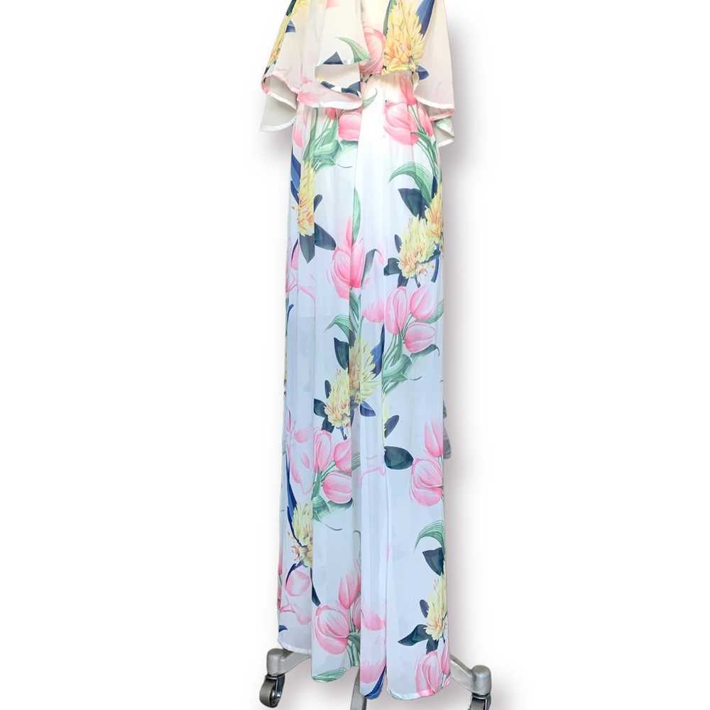 LUNIK Floral Maxi Dress Ruffle Tier V-Neck A-Line… - image 5