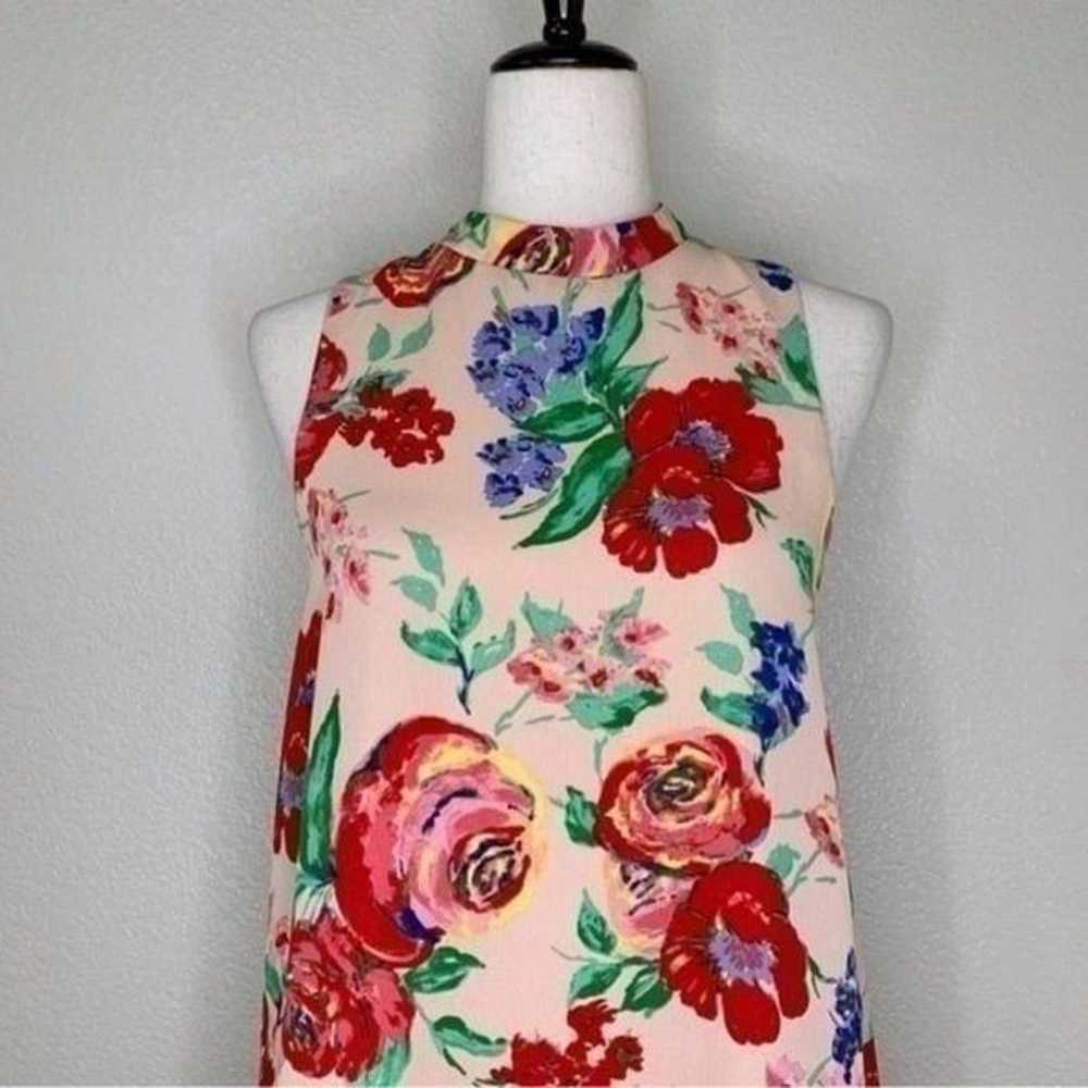 Everly Pink Floral Mock Neck Dress - image 4