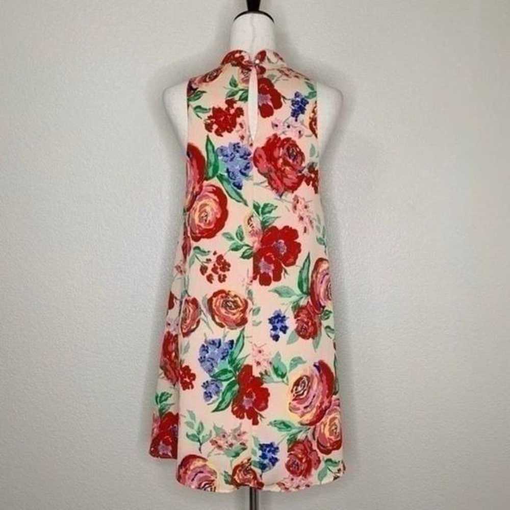 Everly Pink Floral Mock Neck Dress - image 8