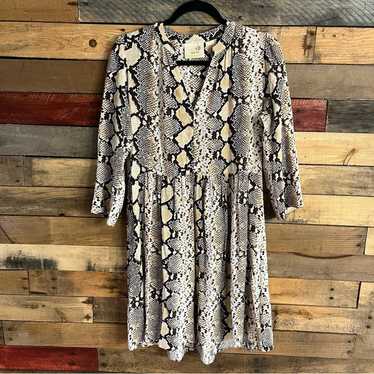 Maeve Tan Snakeskin 3/4 Sleeve Dress Size Small - image 1