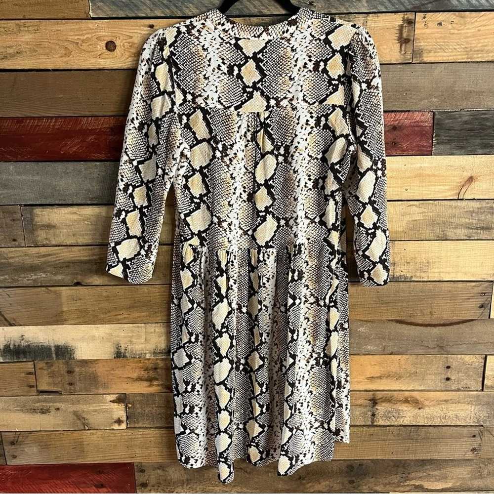 Maeve Tan Snakeskin 3/4 Sleeve Dress Size Small - image 2