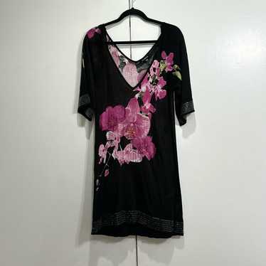 BEBE Black Floral Sequin Dress Size Medium