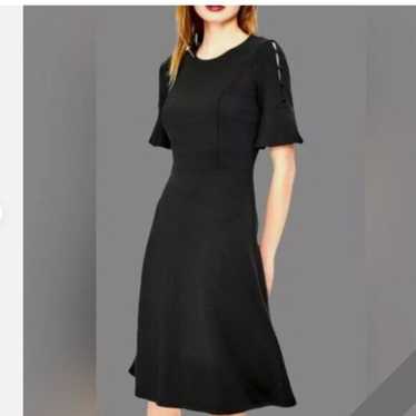 Boden black Alexis button sleeve dress