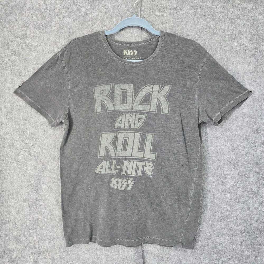 VTG Lucky Brand KISS T-Shirt Woman Small Gray Roc… - image 1