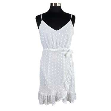 Gianni Bini White Swiss Dot Faux Wrap Sundress La… - image 1