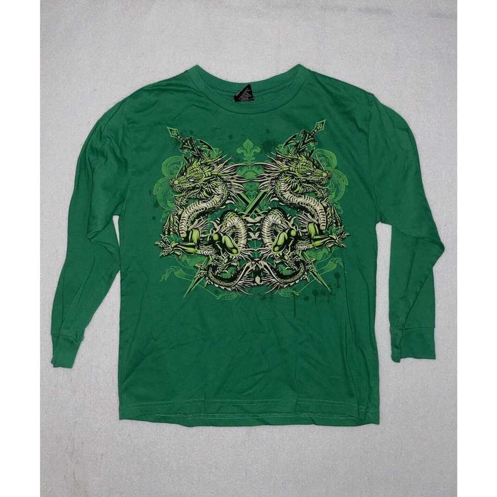 Vintage Y2K Top Heavy Long Sleeve Shirt Grunge Dr… - image 1