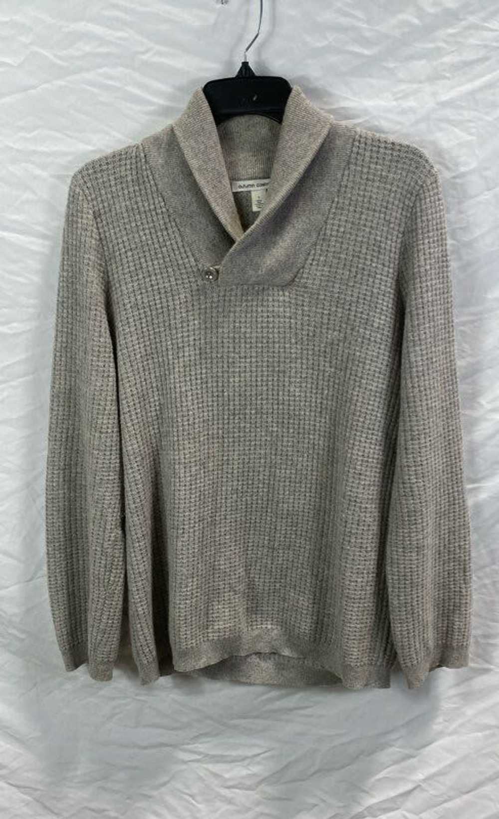 Autumn Cashmere Womens Gray Cashmere Waffle-Knit … - image 1