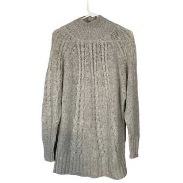 Caslon Gray Mock Neck Long Sleeve Cable Knit Sweat