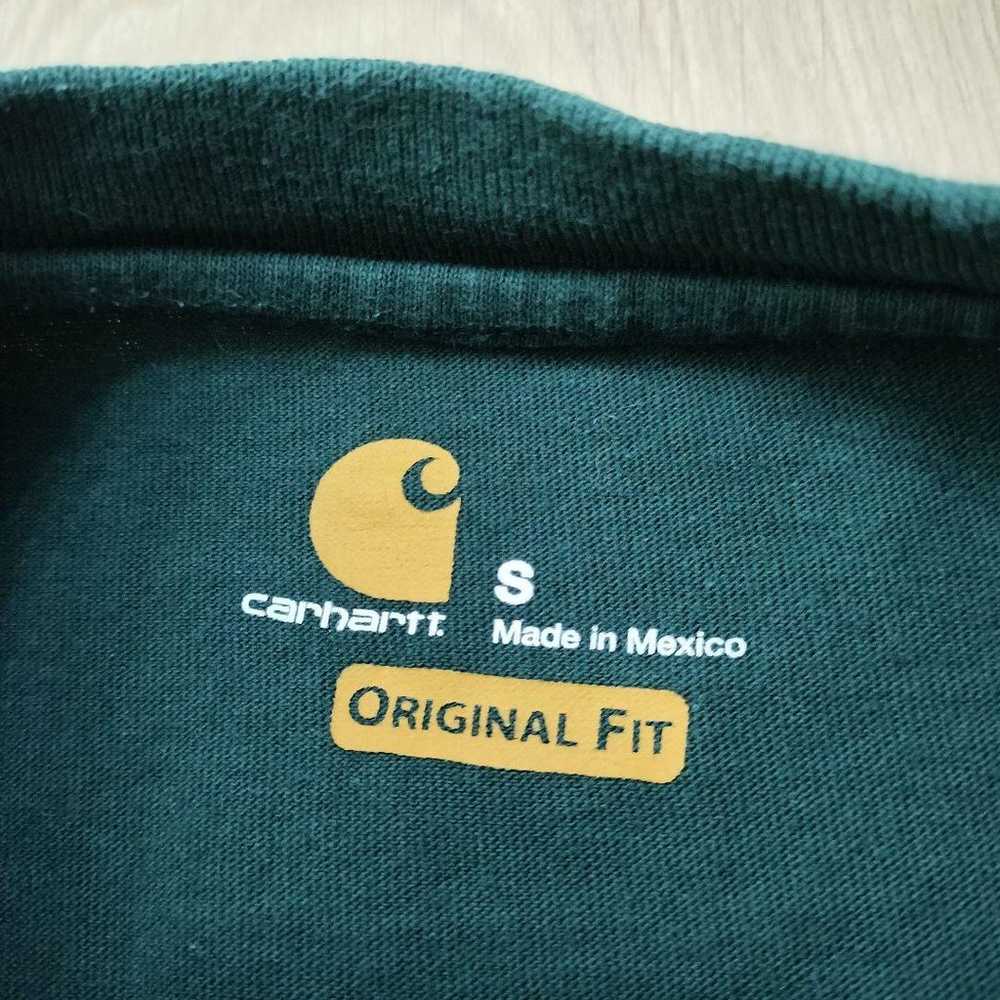 American vintage Carhartt henley neck green in si… - image 3