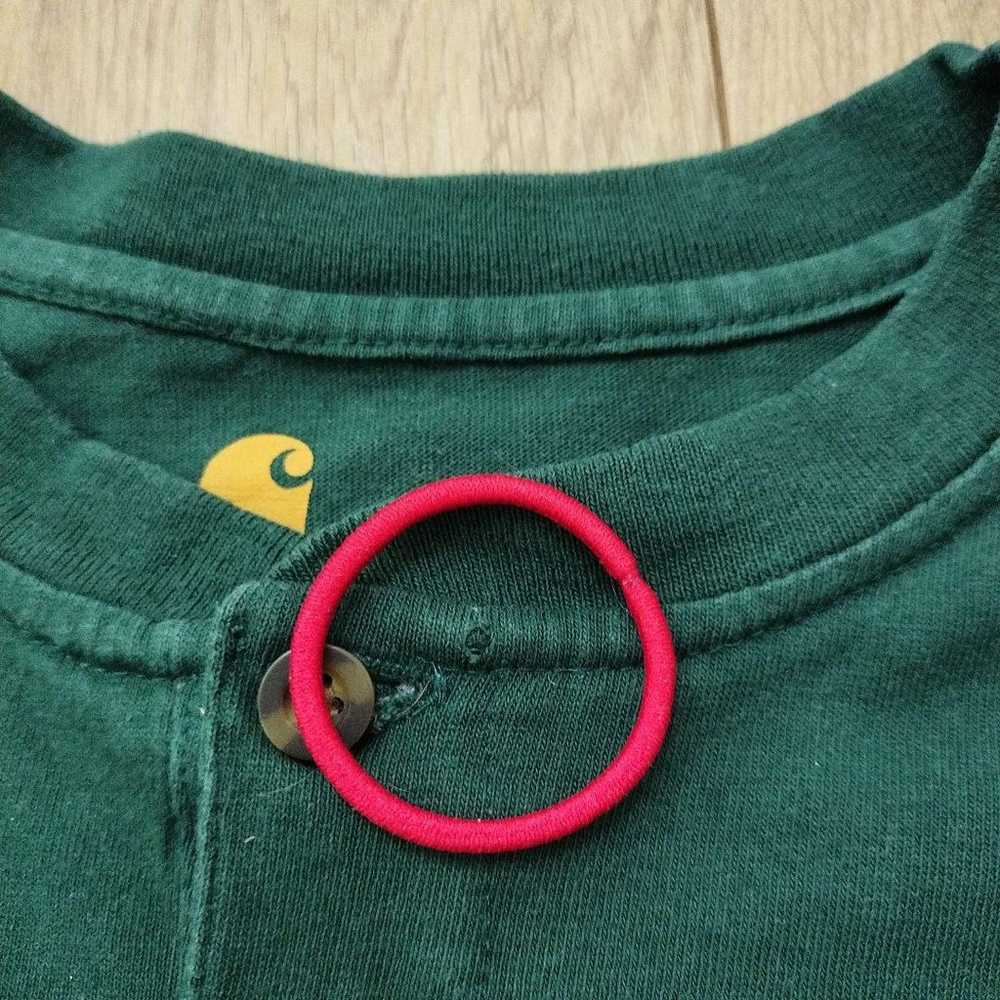 American vintage Carhartt henley neck green in si… - image 4