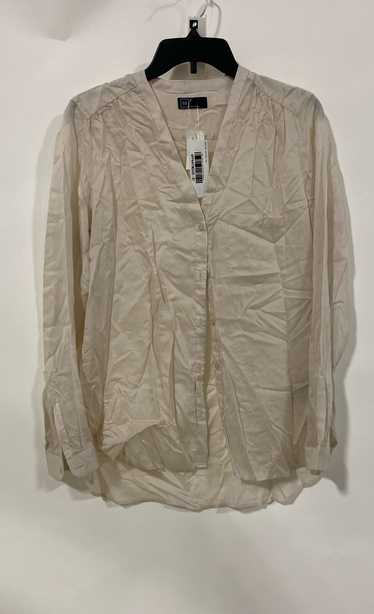 NWT Gap Womens Beige Long Sleeve V-Neck Button-Fr… - image 1