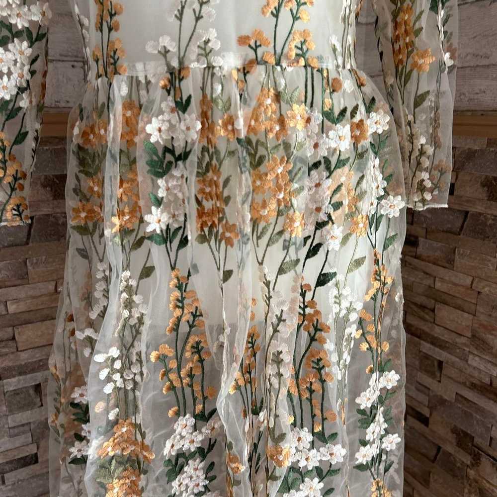 JIANSHAN Flower Embroidery Sheer Dress - image 3