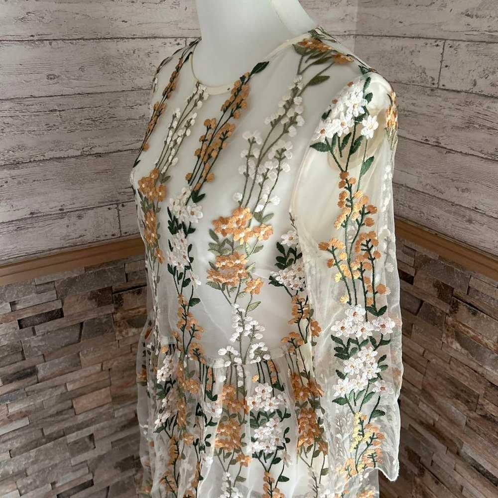 JIANSHAN Flower Embroidery Sheer Dress - image 4