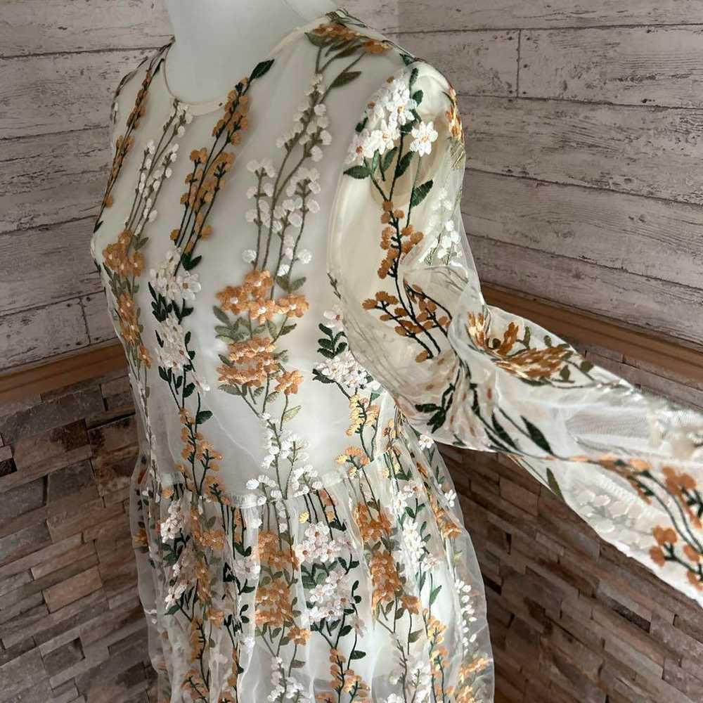 JIANSHAN Flower Embroidery Sheer Dress - image 5