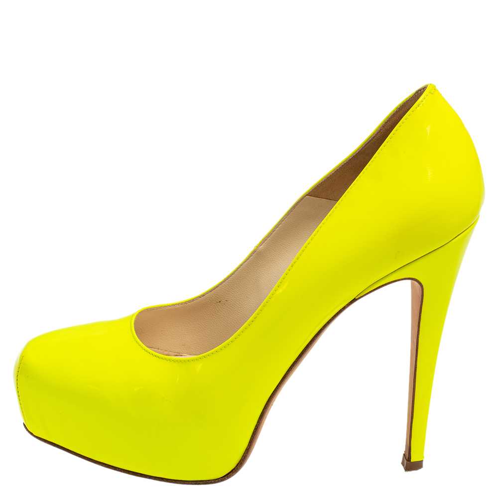 Brian Atwood Neon Green  Patent Leather Platform … - image 2