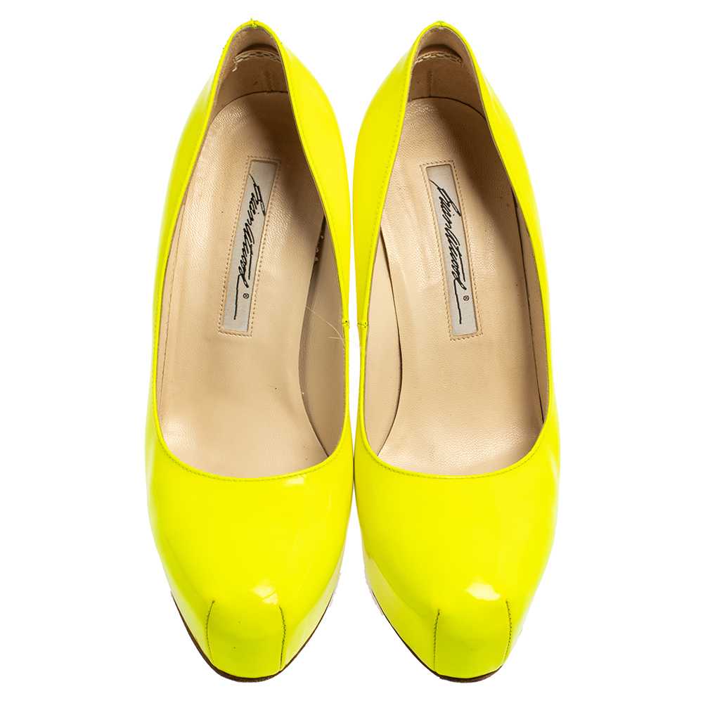 Brian Atwood Neon Green  Patent Leather Platform … - image 3