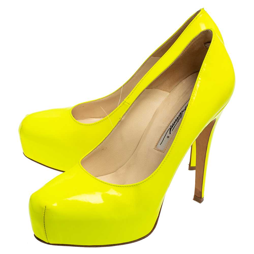 Brian Atwood Neon Green  Patent Leather Platform … - image 4